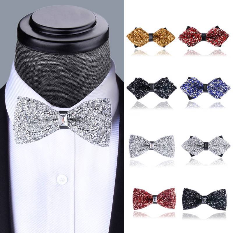 Picture of Pointed Boxer Bow Tie Men's Wedding Wedding Bridegroom Shirt Brothers British 3D Crystal Fashion Wine Red