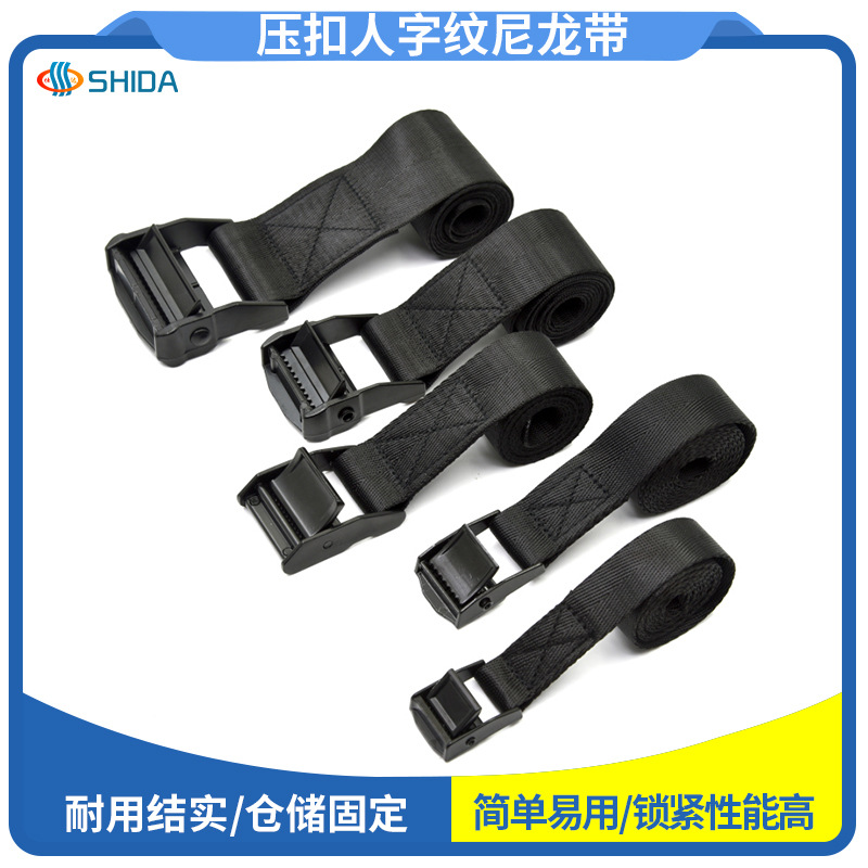 Black zinc alloy buckle binding belt cargo tensioner motorcycle luggage fixing belt card cargo binding rope