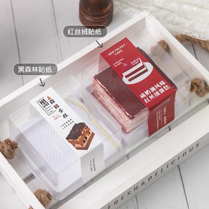Picture of Red Velvet Cake Black Forest Packaging Box Anti-fog Transparent Cake Blister Box Cut Box Baking Packaging Packaging Box