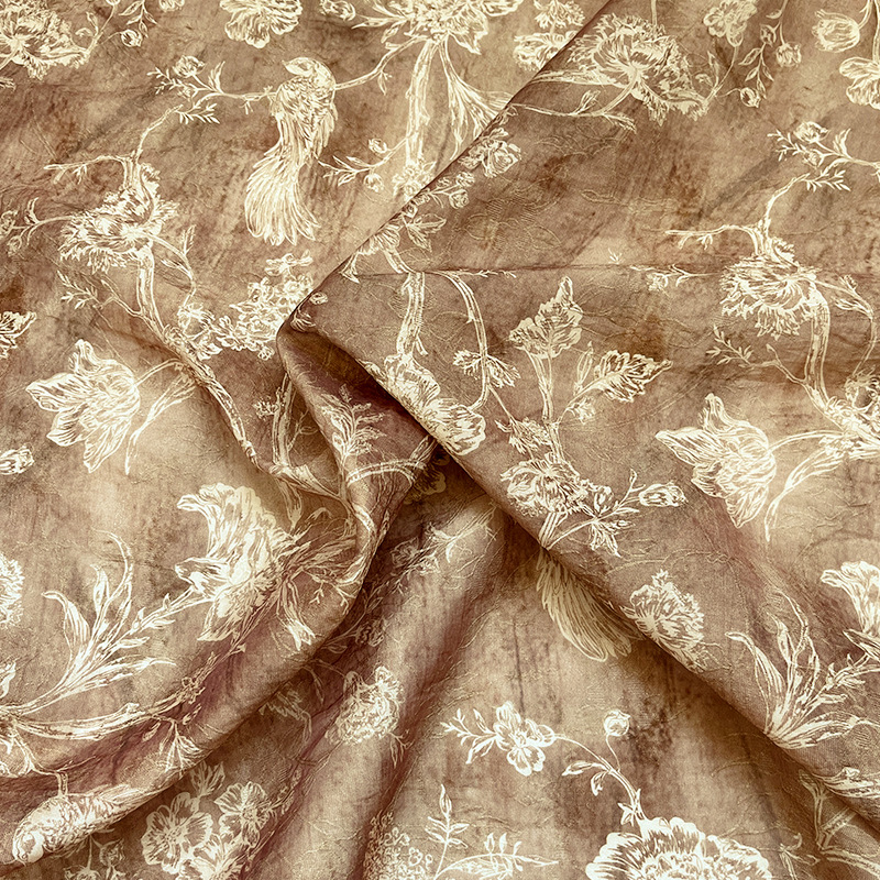 Elegant Flower and Bird New Chinoiserie Chinese Style Han Dynasty Cheongsam Dress Fabric Handmade DIY Fabric Tencel Jacquard Fabric