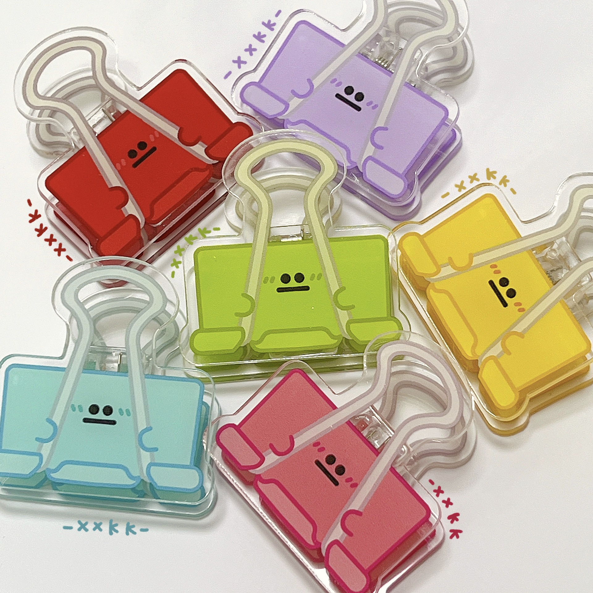Colorful Cartoon acrylic expression small eyes long tail clip office stationery pp clip file ticket holder Journal book holder