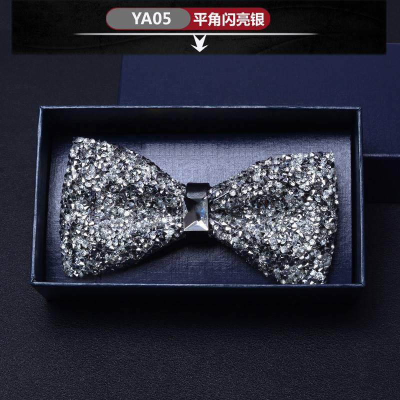 Picture of Pointed Boxer Bow Tie Men's Wedding Wedding Bridegroom Shirt Brothers British 3D Crystal Fashion Wine Red