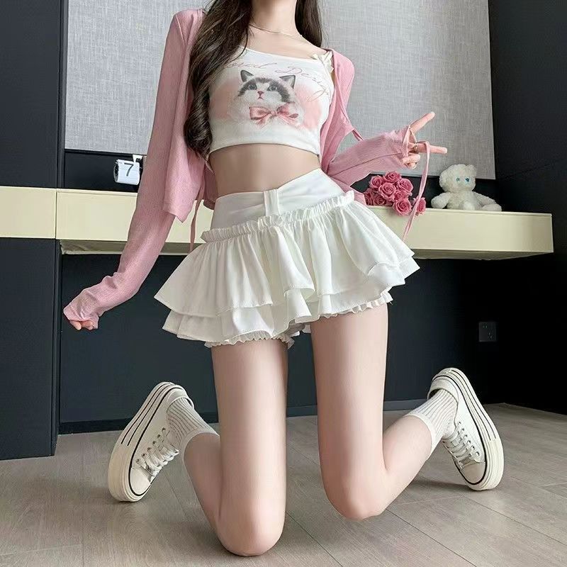 Spice Girl Puffy Skirt Women's Spring High Waist A- Line Cake Skirt Anti-Light Small Short Skirt Pants