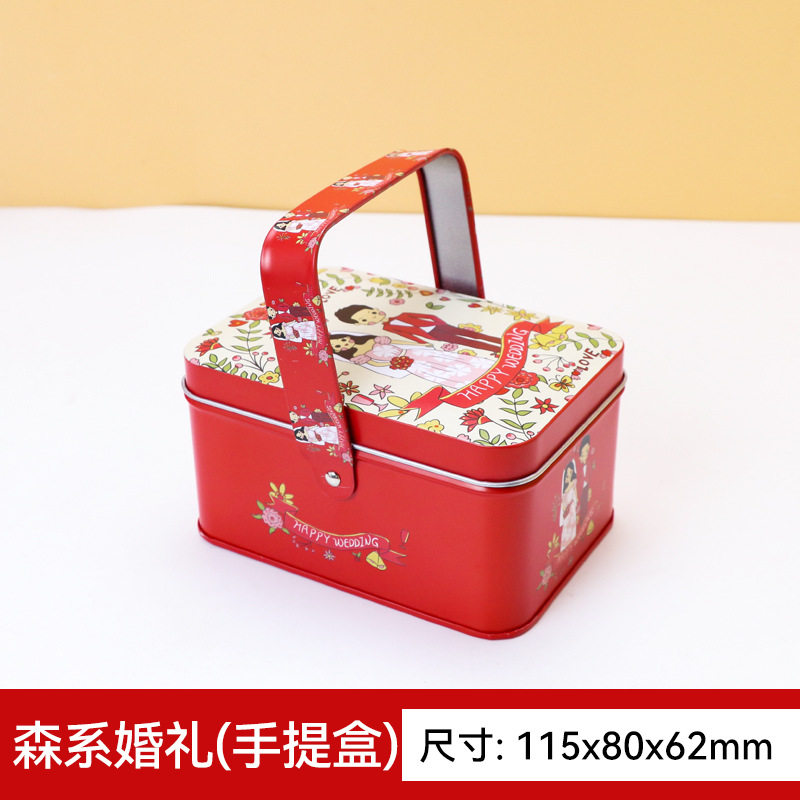 Picture of New Year's Round Tinplate Can Packaging Wedding Candy Cookies New Year's Red Gift Iron Box Customization