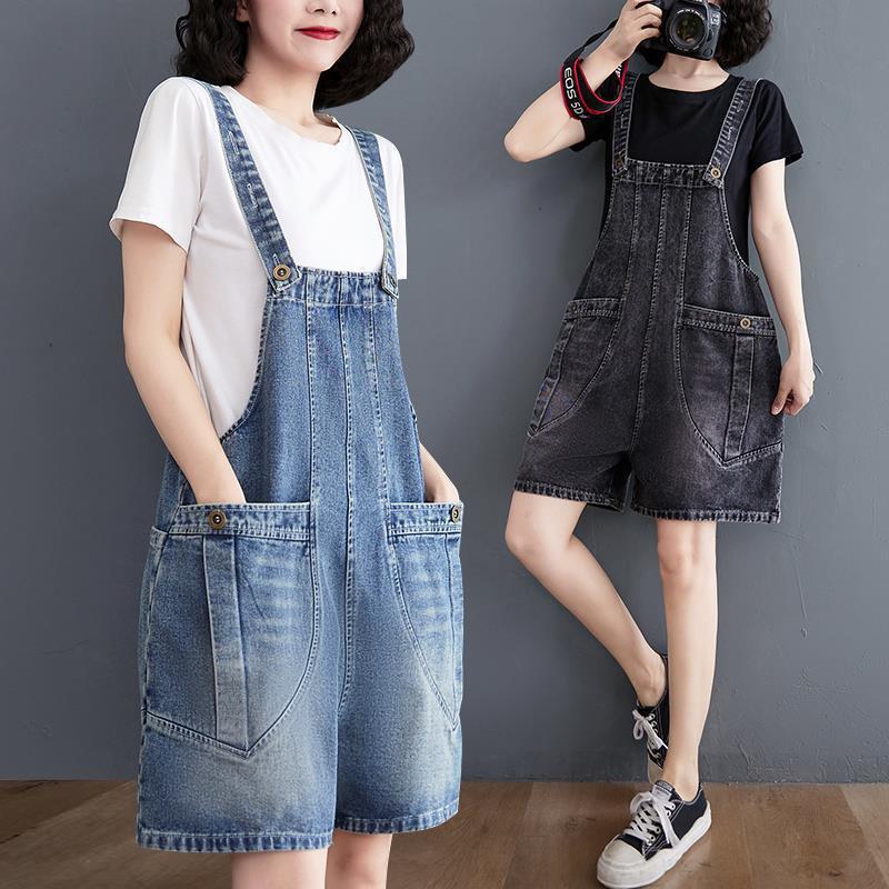 2025 Denim Suspender Shorts Women's Summer New Korean Style Student Age-Reducing Suspender Shorts