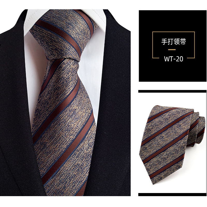 Picture of 8cm hand tie polyester yarn-dyed men's formal wear striped professional business suit accessories manufacturers in stock wholesale
