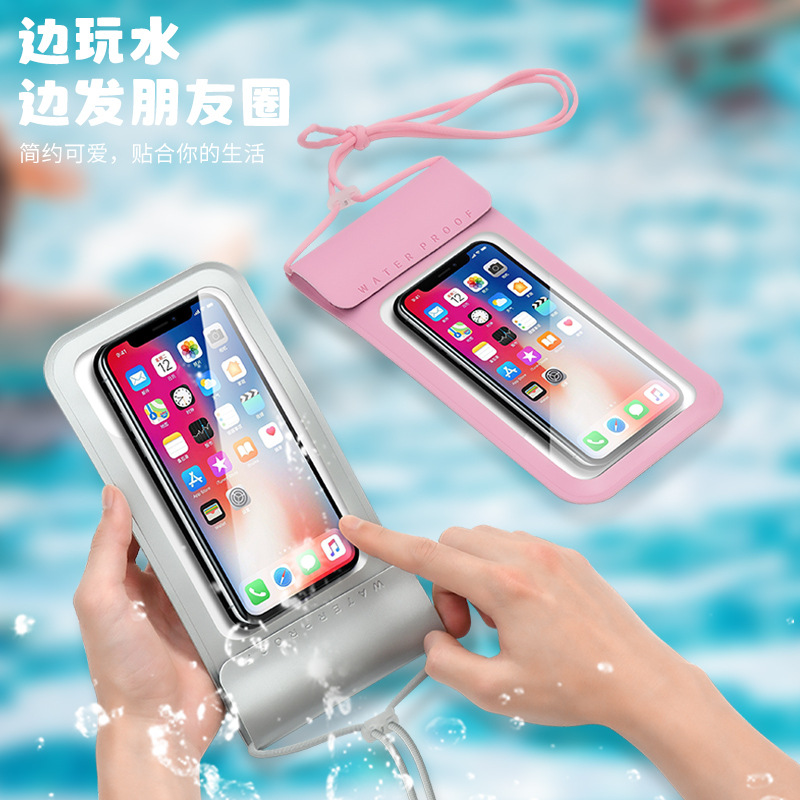 Picture of Swimming diving mobile phone waterproof bag transparent tpu touch screen outdoor swimming diving mobile phone waterproof set LOGO