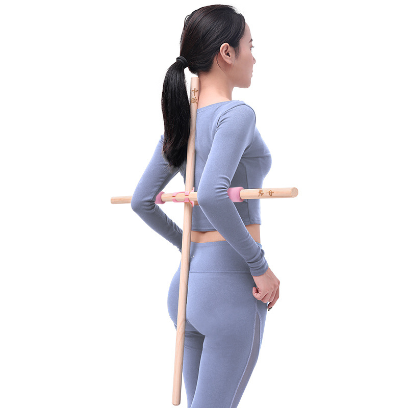 Picture of Open Shoulder and Open Back Yoga Mat Stick Buckle Hunchback Beech Stick Model Training Stick Dance Aid Body Anti-Hunchback