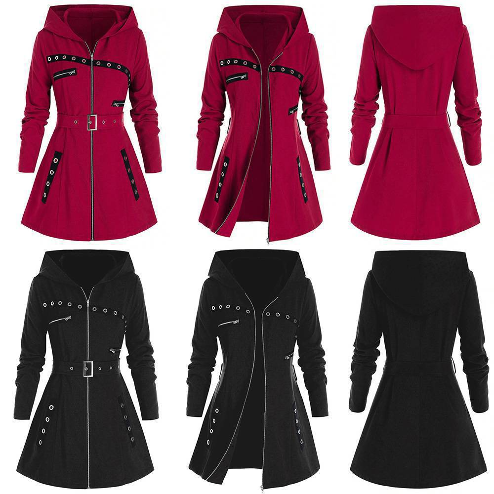 Picture of Elasticized Belt Design Original Coat Autumn and Winter Elegant European and American Fashion All-match Hooded Cross-border Explosion Long Sleeve Women's Style