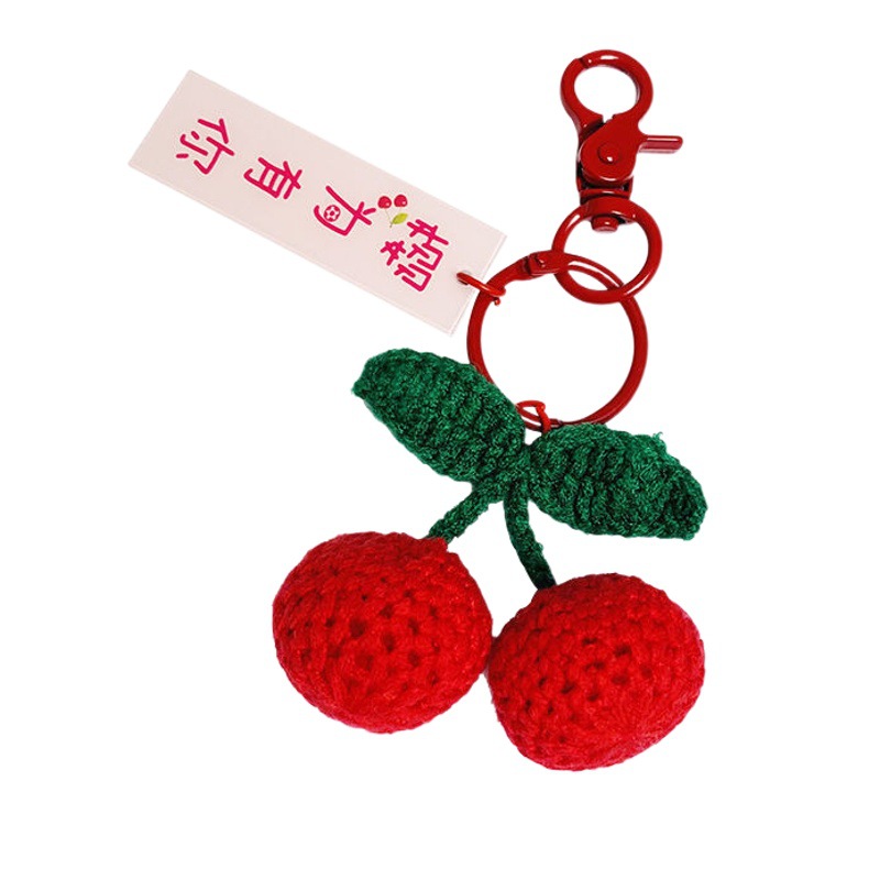 Plush Good Things Happen Pendant Hand-woven Persimmon Ruyi Bag Pendant Keychain Accessories Strawberry Cute