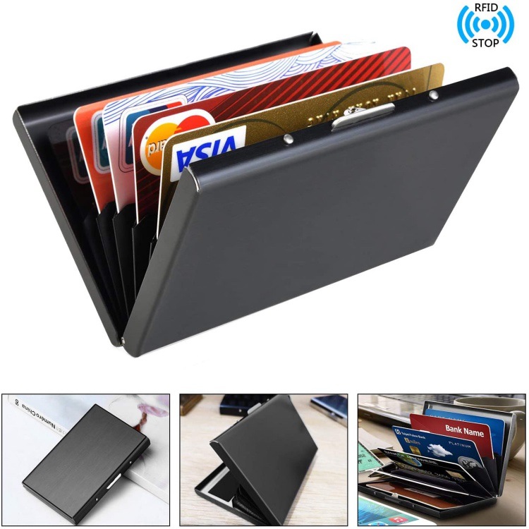 Haituo genuine card box stainless steel card holder credit card box black stainless steel bank card box metal card case