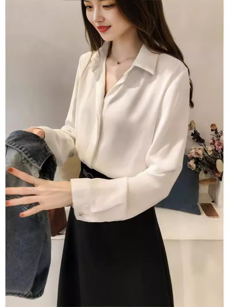 Cross-border wholesale 2024 spring and summer days new South Korea loose plus size heart top long sleeve professional OL shirt tide