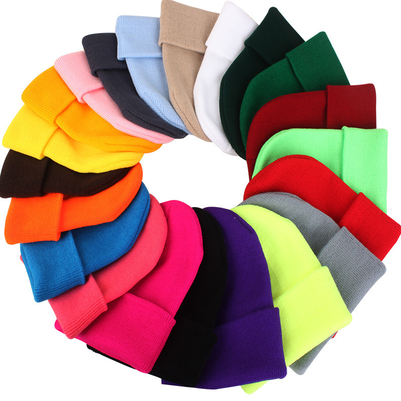 Mixed Batch Solid Color All-match Light Plate Autumn and Winter Knitted Wool Hat Men's Hip-hop Hip-hop Hip-hop Cold Hat bboy Flip-on Cap