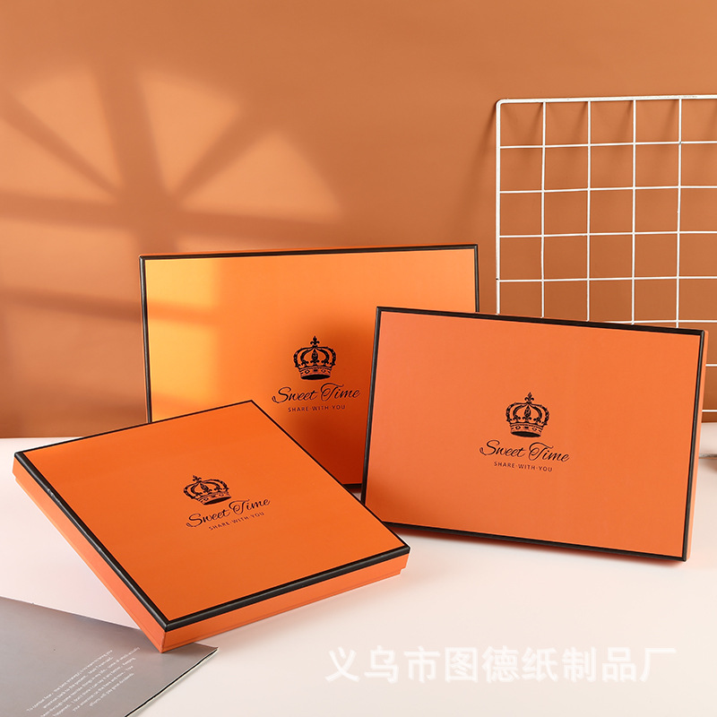 Spot wholesale orange gift box creative wedding companion gift box shirt pajamas packaging box heaven and earth cover scarf box