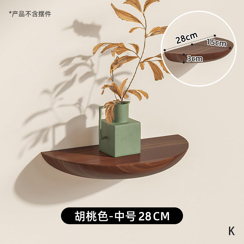 Picture of No Punching Semicircular Solid Wood Partition Wall Shelf Decoration Scandinavian Wall-Mounted Living Room Tv Wall Popular Home
