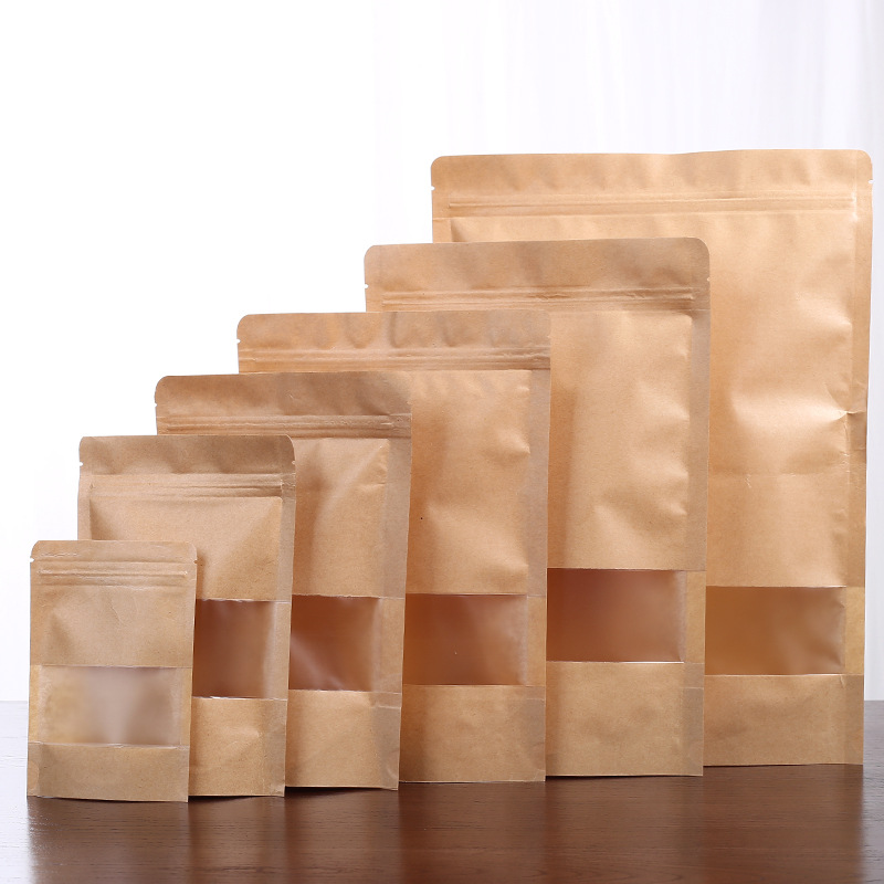 Kraft Paper Tea Packaging Bag Moisture-proof Storage Sealed Bag Bulk Tea Bag small size Half Jin Black Tea Self-sealing Bag