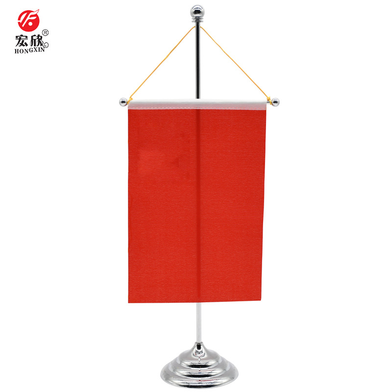 Picture of Table Flag Flagpole Metal Flag Seat Flagpole Flag Red Flag Ornaments Crossbar with Rope Single-pole Single-sided Flag Advertising Flagpole