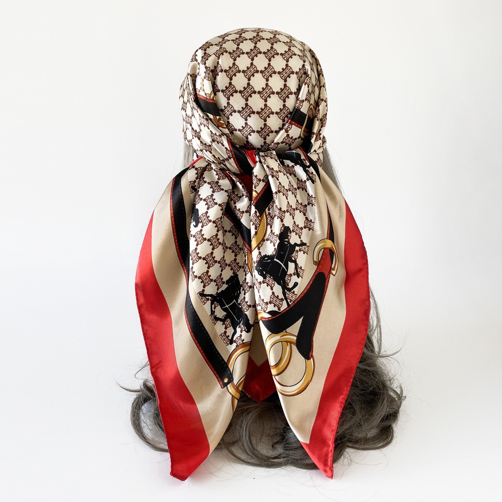 Picture of Simulated Silk Scarf Women's Headscarf 90*90cm Square Scarf Pattern Scarf Shawl European and American Cross-Border Scarf Wholesale