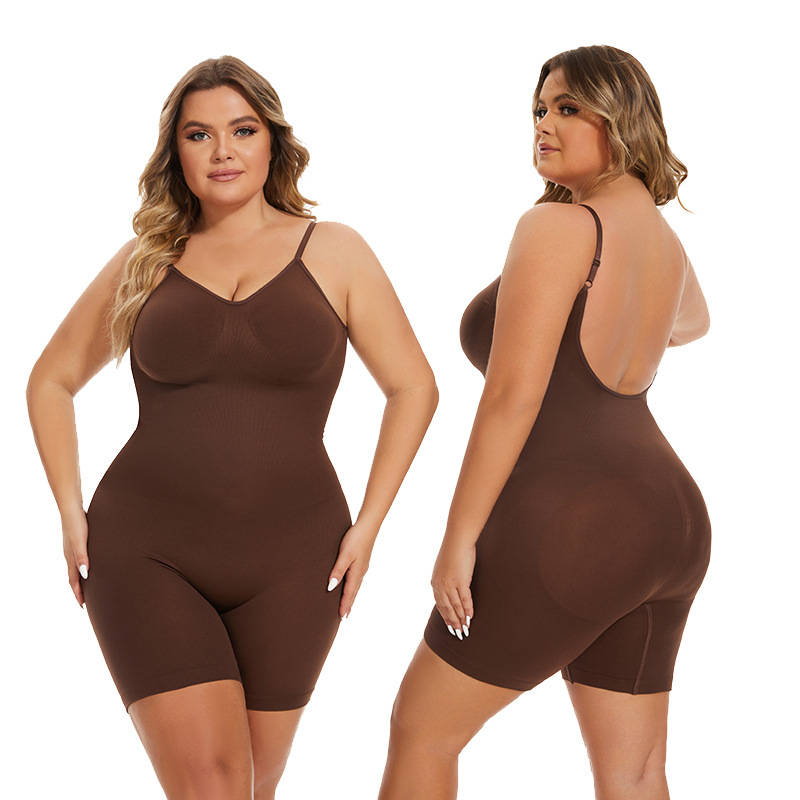 European and American seamless cross-border hot selling yoga postpartum hip lifting body shaping belly contracting backless one-piece boxer body shaping clothes