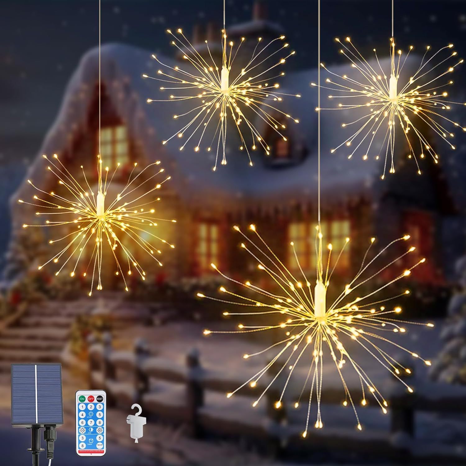 Christmas Solar Fireworks Lights Outdoor Decorative String Lights Atmosphere Copper Wire Led Garden Courtyard Lights Colorful Lights Landscape Lights