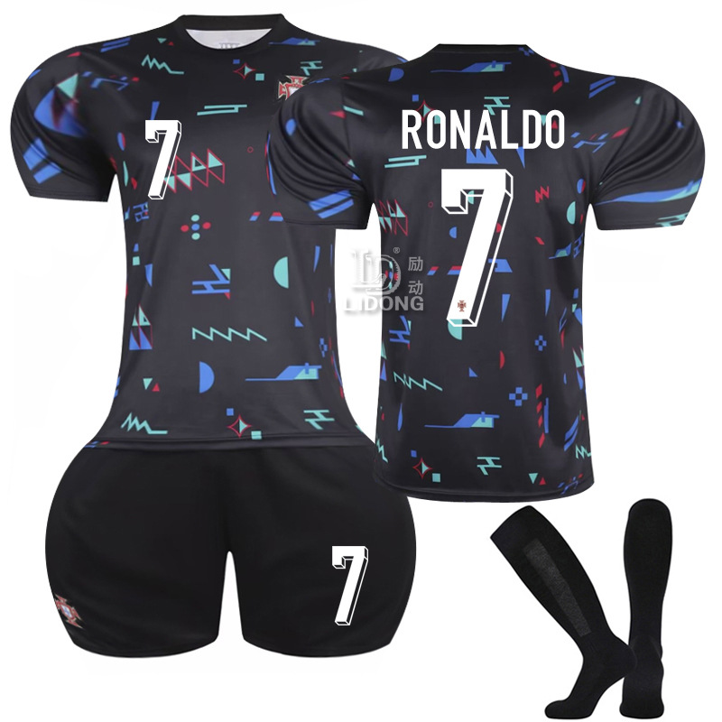 2024 Portugal Black Football Suit No. 7 Ronaldo European Cup Jersey Pre-Test Training Special Edition Foreign Trade