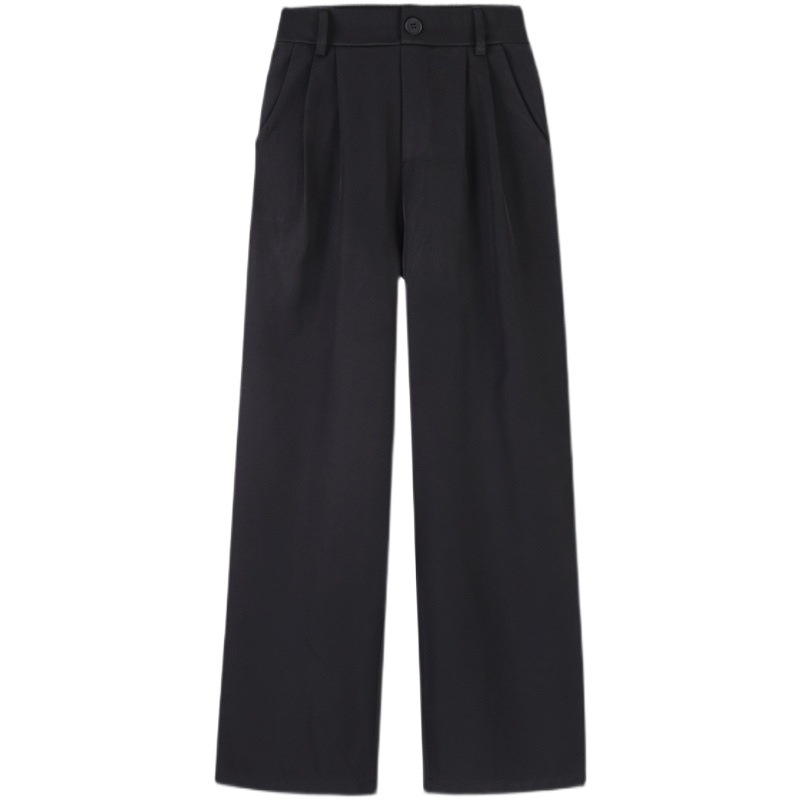 Spring and Autumn Black Pants Women's High Waist Dummy Wide Leg Pants 2021 New Loose Straight Casual Pants