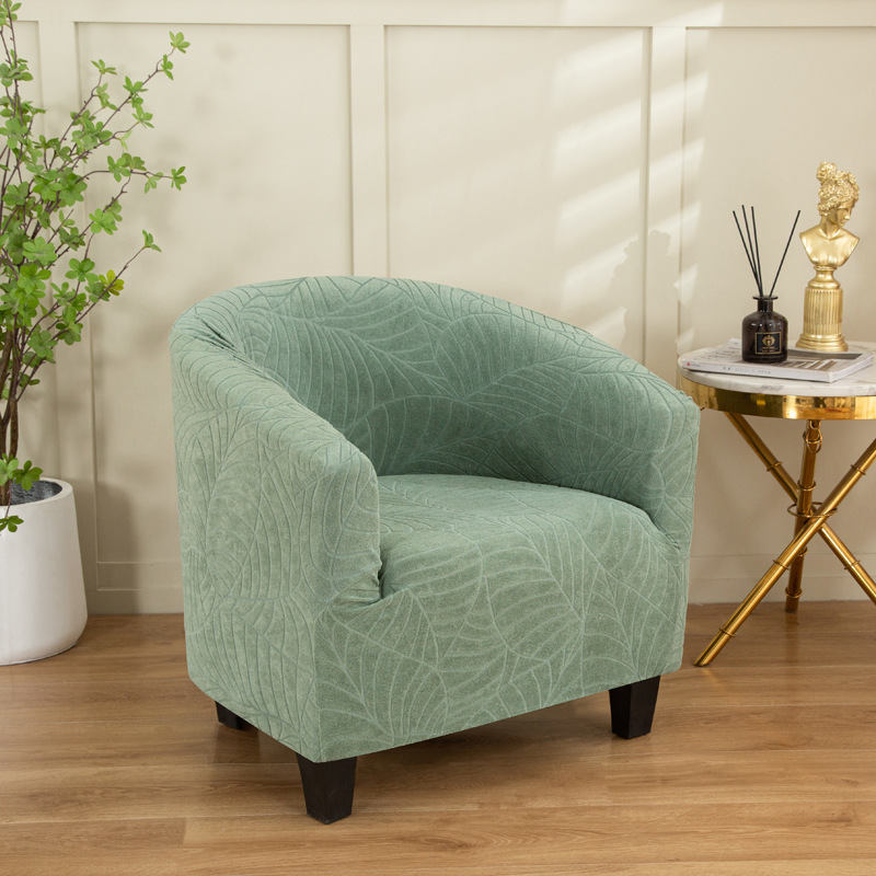 Picture of Cross-border Solid Color Leaf Jacquard Sofa Cover Full-package Semi-circular Cafe Chair Cover Internet Cafe Hotel Sofa Chair Cover