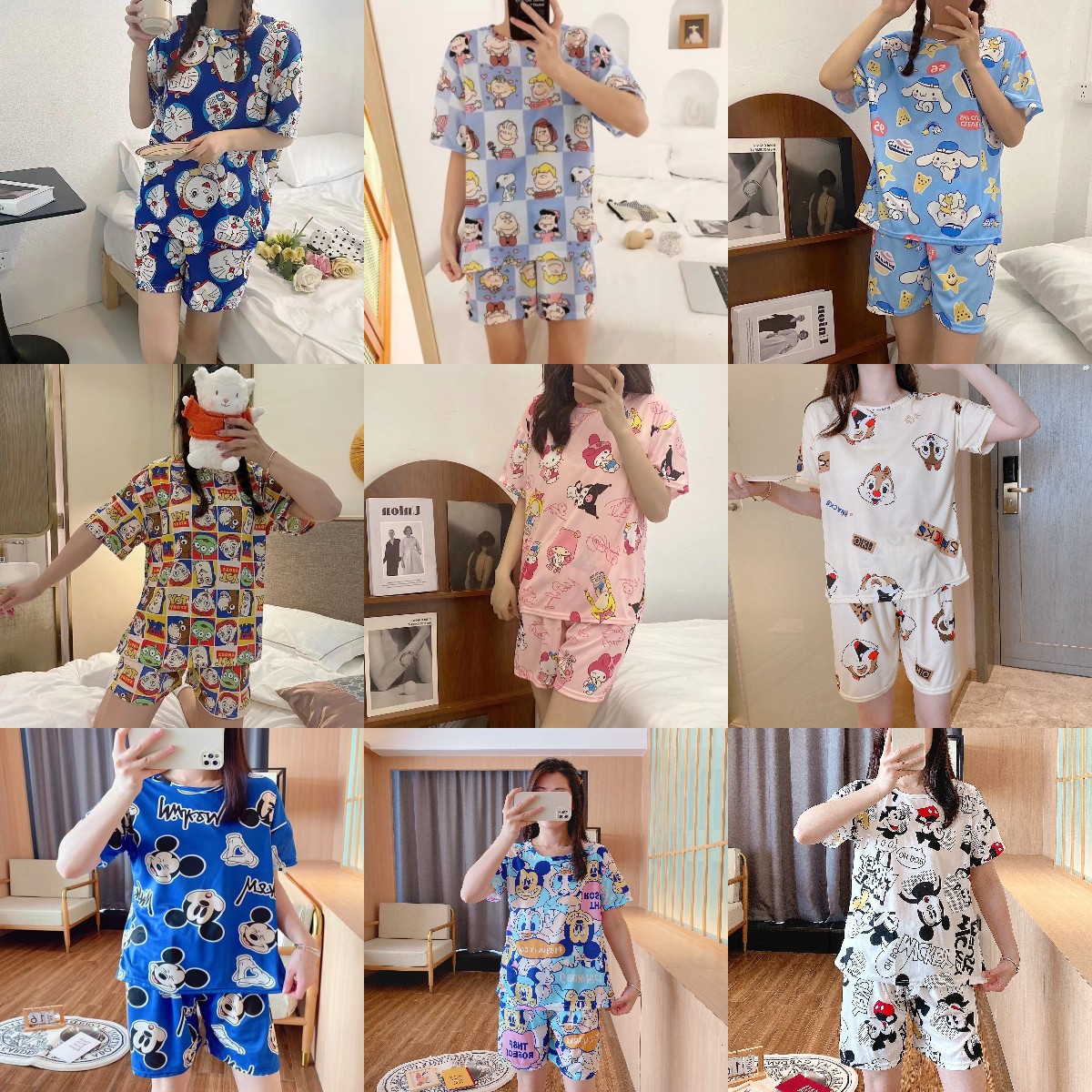 Pajamas for Women Summer 2022 New Summer Short-Sleeved Shorts for Women Cute Casual Large Size Home Clothes Set