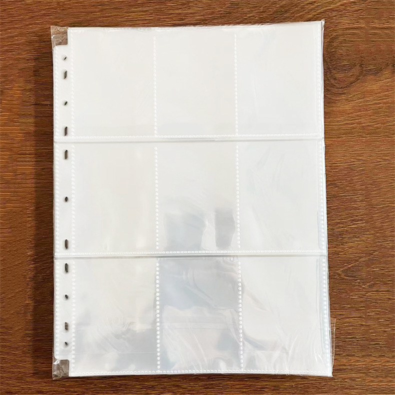 Picture of Card Book Inner Page 9 Palace Loose-leaf Core Game Card Book PP Double-sided 3-hole A4 Transparent Album Replacement Card Book