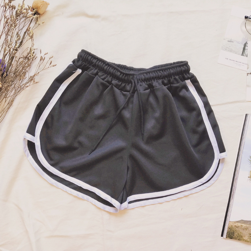 Picture of Korean Summer New High Waist Slimming Elastic Waist Lace-up Contrast Edge Solid Color Fresh Casual Shorts Hot Pants Women's Trendy