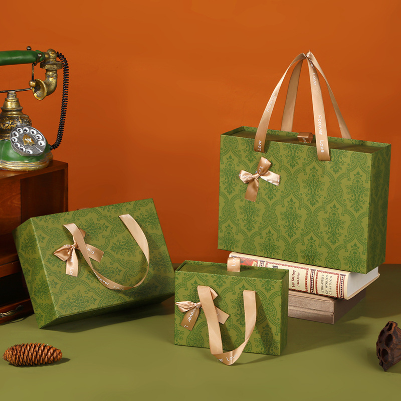 Green small fresh pull-out gift box creative cosmetic packaging box large capacity hand gift box empty box wholesale