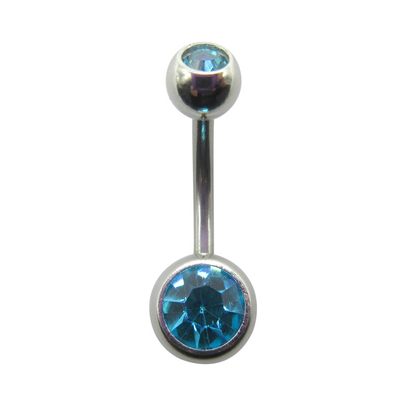 Picture of Meier Stainless Steel Double Diamond Umbilical Ring with Diamond Navel Buckle Cross-border Human Puncture Jewelry with Diamond Navel Nail