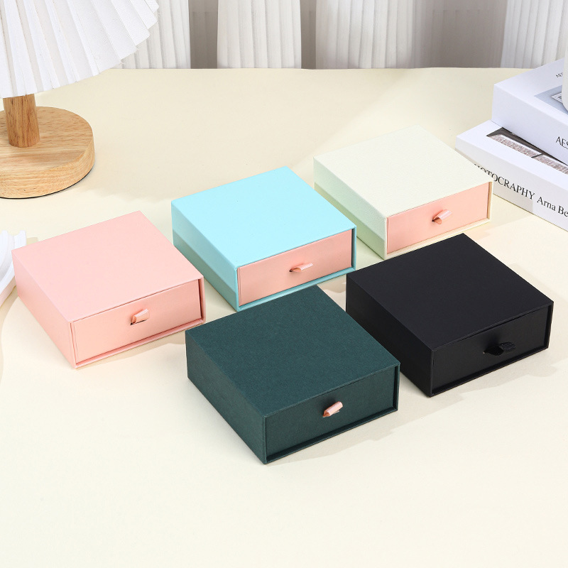 Drawer Box Jewelry Packaging Box Ring Necklace Bracelet Earrings Gift Pull-Out Packaging Box Universal Storage Paper Box