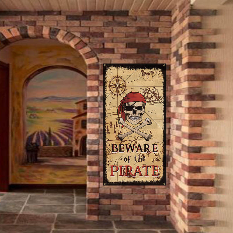 Picture of Foreign Trade Cross-border Flag Halloween Pirates Flag Indoor and Outdoor Wall Decoration Halloween Skull