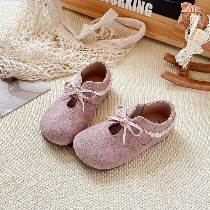 Picture of Girls' leather shoes new autumn children's Birkenstock soft soles sweet princess shoes bow baby shoes