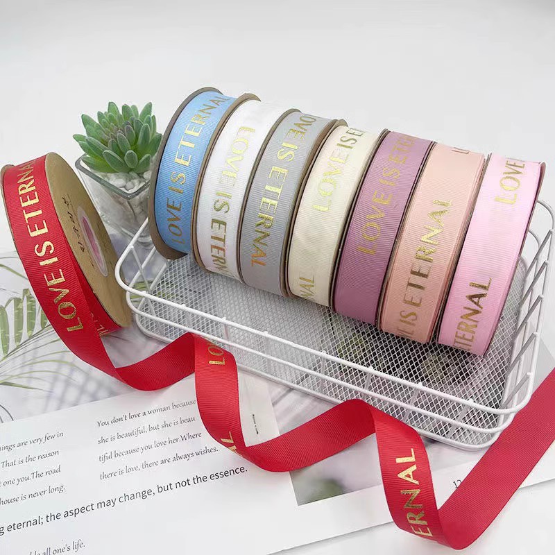 2.5cm bronzing LOVE thread ribbon love is an eternal gift gift gift packaging cake flowers bouquet flower art color