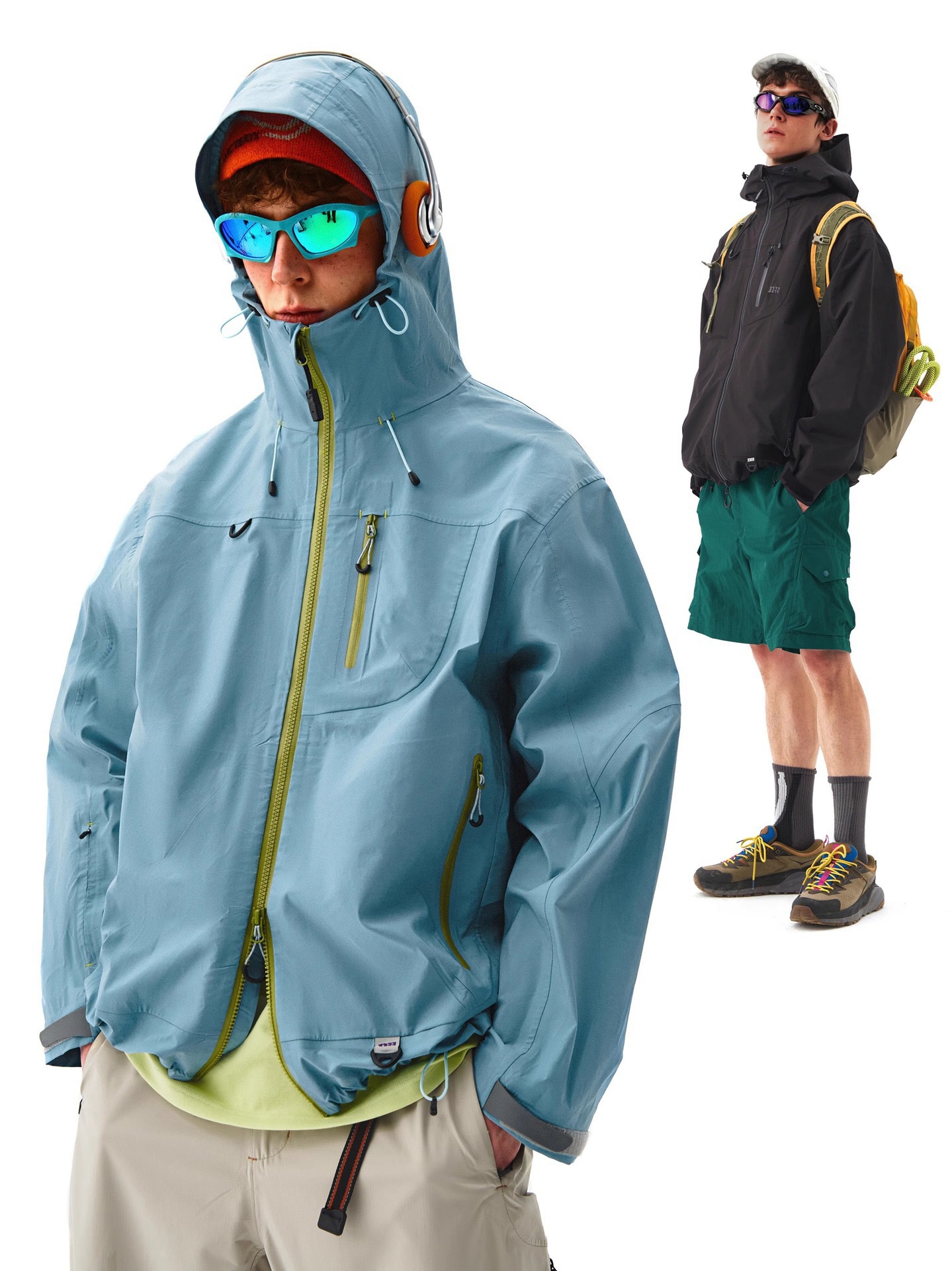 Mountain jacket, dopamine color, women's windproof and waterproof functional jacket, men's casual outdoor hooded mountaineering suit