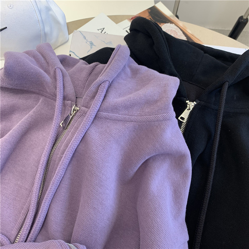 Women's Trendy Sweatshirt 2025 Autumn and Winter New Korean Style Cardigan Casual Thin Hooded Zipper Jacket Women's Wholesale