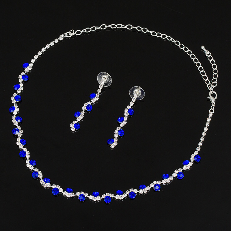 Korean Style Fashion Fashion Jewelry Women's Temperament Quality Silver Plated Necklace Set Handmade Diamond N213