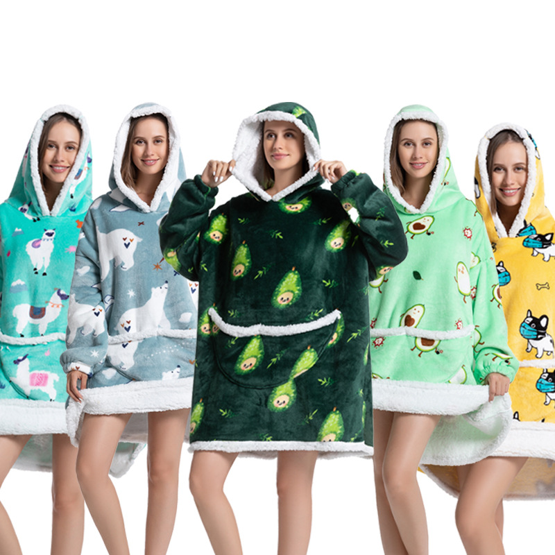 Cross-Border Lazy Blanket Hoodie Winter Sleepwear Tv Blanket Sweatshirt Thickened for Winter