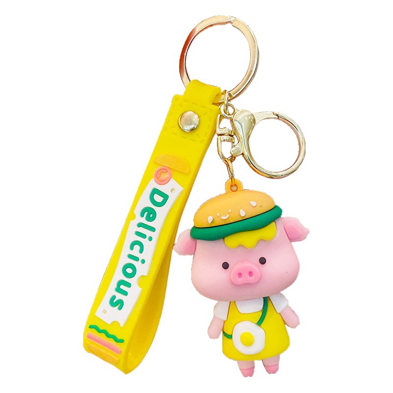 Cute hamburger pig key chain pendant cute cartoon pendant lovers ins creative small gift pendant wholesale
