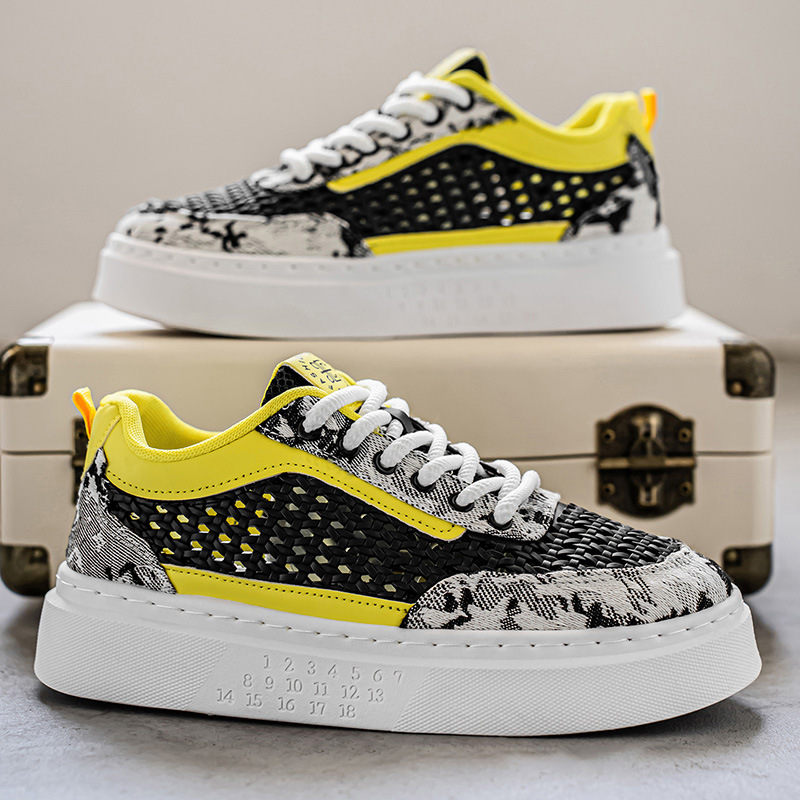 Men's shoes in the summer of 2025, new breathable mesh platform shoes with raised sole design, trendy and casual combination