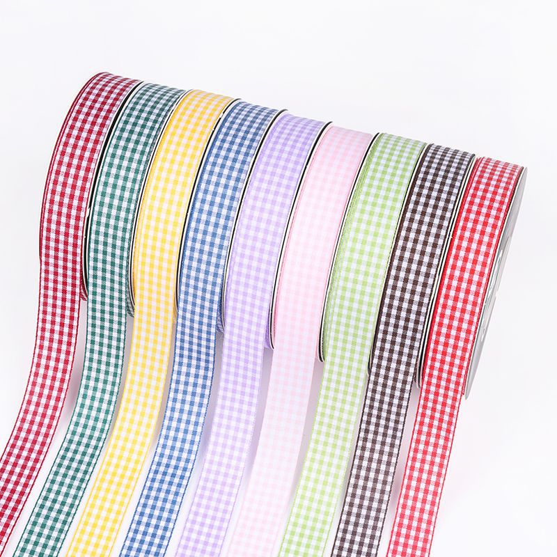 Color double-sided plaid ribbon bouquet baking ribbon decorative belt handmade gift box packaging ribbon floral materials