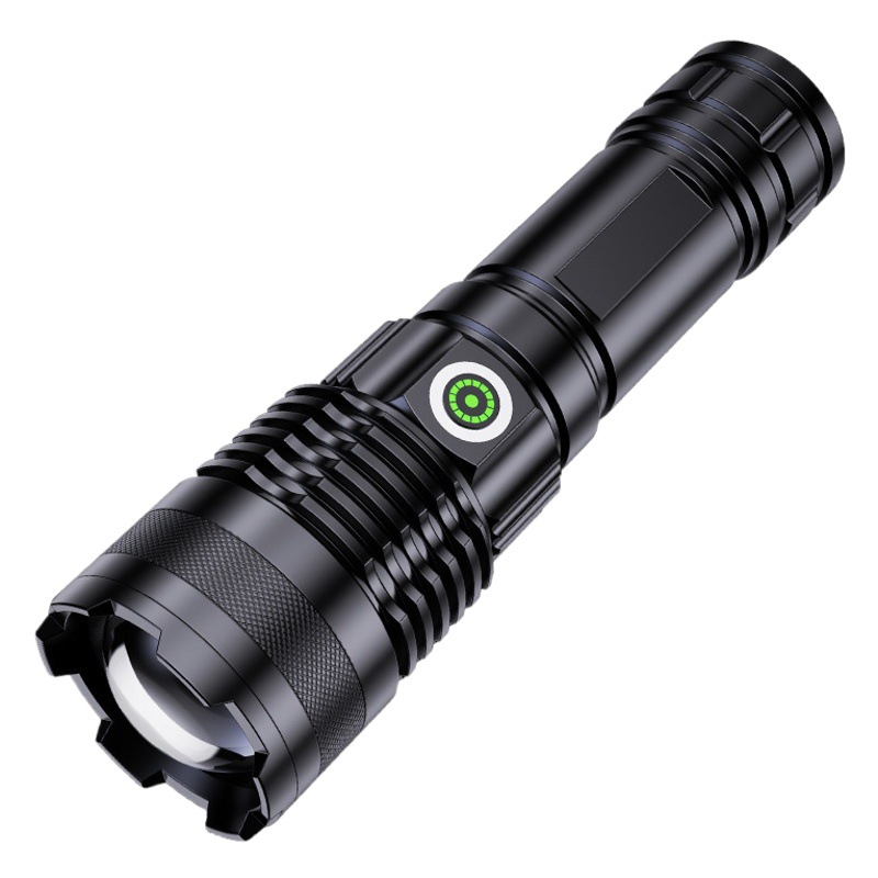 Cross-Border White Laser Flashlight Telescopic Zoom Long-Range High-Endurance USB Power Display Flashlight