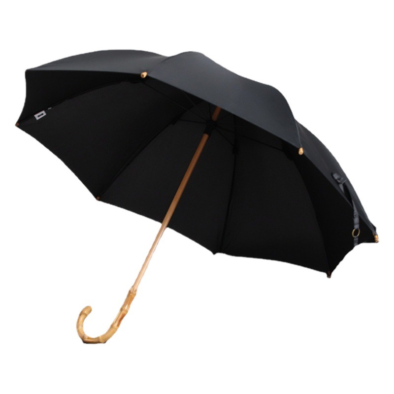 Picture of PARACHASE Vintage Bamboo Rattan Umbrella Curved Handle Long Handle Light Luxury Men's Advertising Umbrella Large Diameter 2-3 People