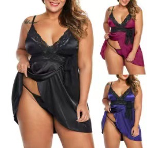 Foreign trade sexy lingerie plus size European and American sexy suspender skirt pajamas nightdress chubby girl sexy lingerie d164