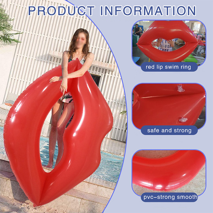 Picture of Cross-border new ins net red shooting bar water red lips red love inflatable floating swimming ring