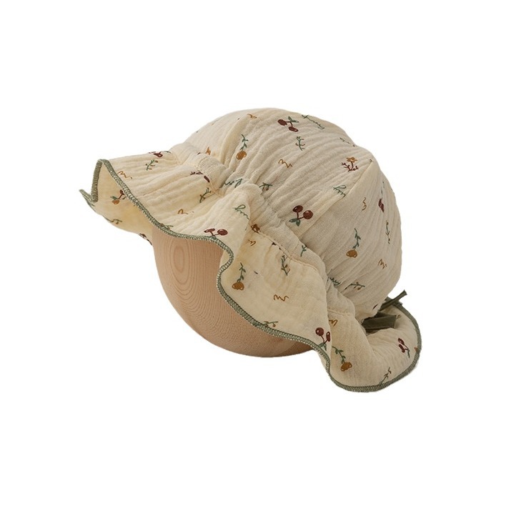 Picture of Floral Fisherman Hat Spring and Summer New Baby Sun Hat Cotton Gauze Baby Sun Protection Sun Hat Sweet Fisherman Hat