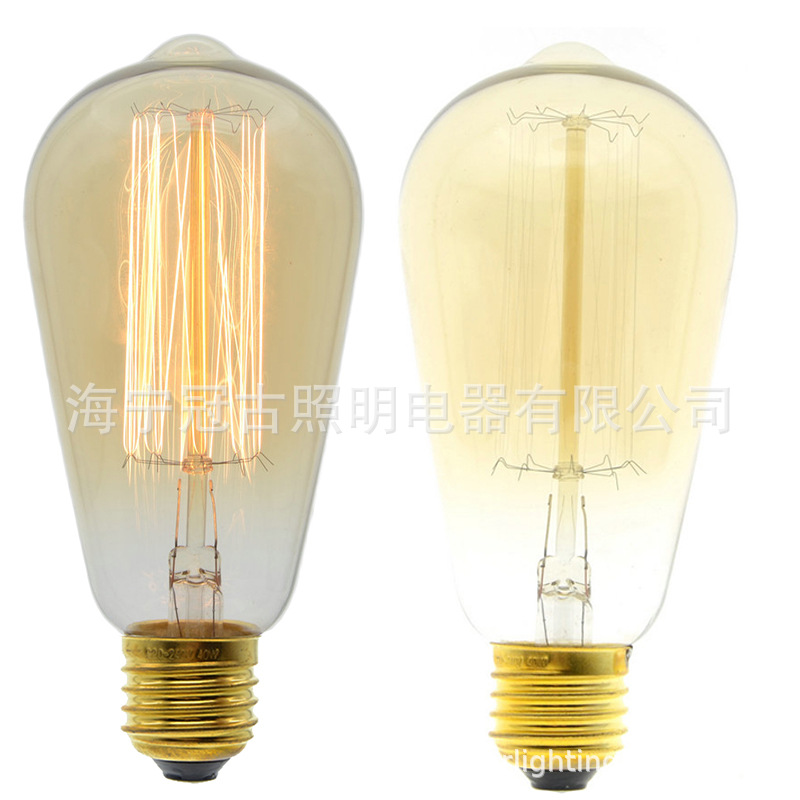 ST64 vintage tungsten filament bulb 40W decorative Edison bulb 60W antique silk bulb