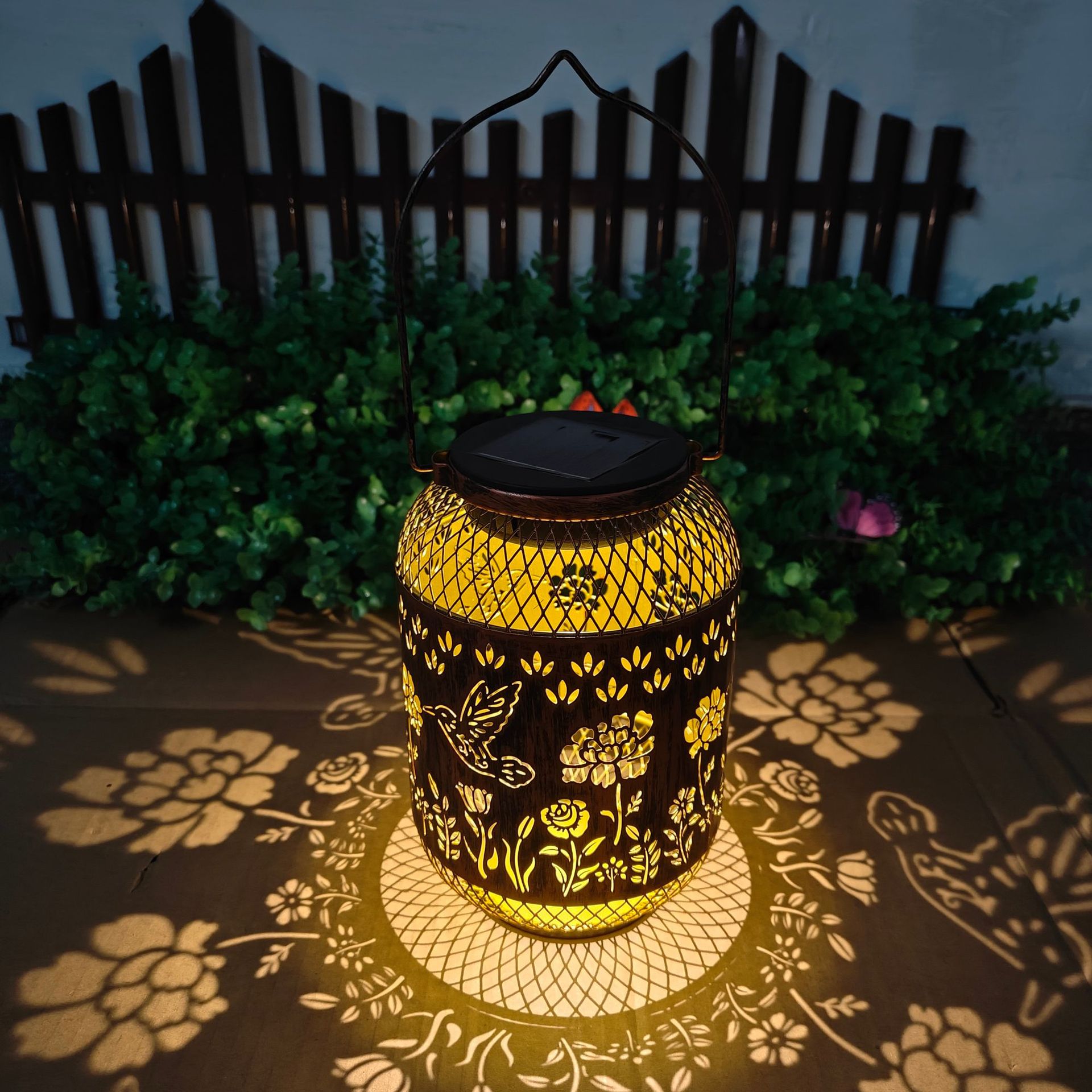 Cross-Border Solar Lamp Outdoor Waterproof Iron Bird Cut Out Projection Landscape Lamp Decorative Gift Metal Led